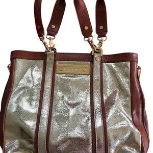 Tory Burch Gold/Brown Logo Gold Hardware Bag